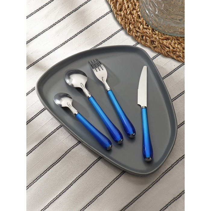 Набор столовых приборов из нержавеющей стали Доляна «Леденцы», 4 предмета, цвет МИКС Набор столовых приборов из нержавеющей стали Доляна «Леденцы», 4 предмета, цвет МИКС