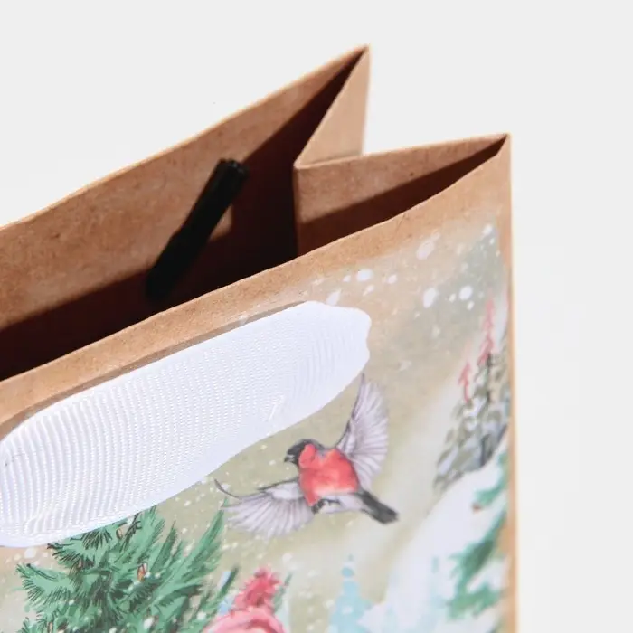 Пакет подарочный новогодний крафтовый «Заснеженный лес», S 12 х 15 х 5.5 см