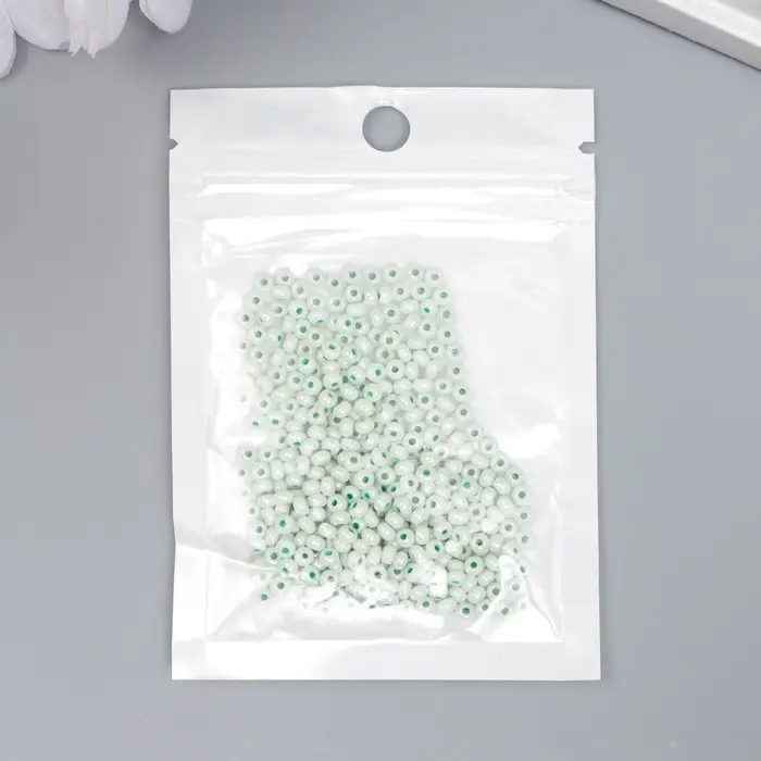 Бисер стекло 8/0  Бисер стекло 8/0 "Цветная серединка. Мята" 10 гр