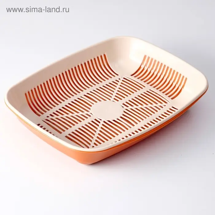 Туалет округлый с сеткой 33.5&times;25&times;6 см, бежево-коричневый