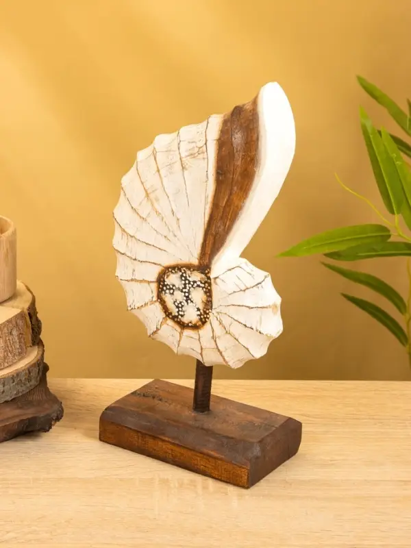 Набор сувенирный "Раковины" дерево (h - 35.30 и 25 см), цв. бежевый