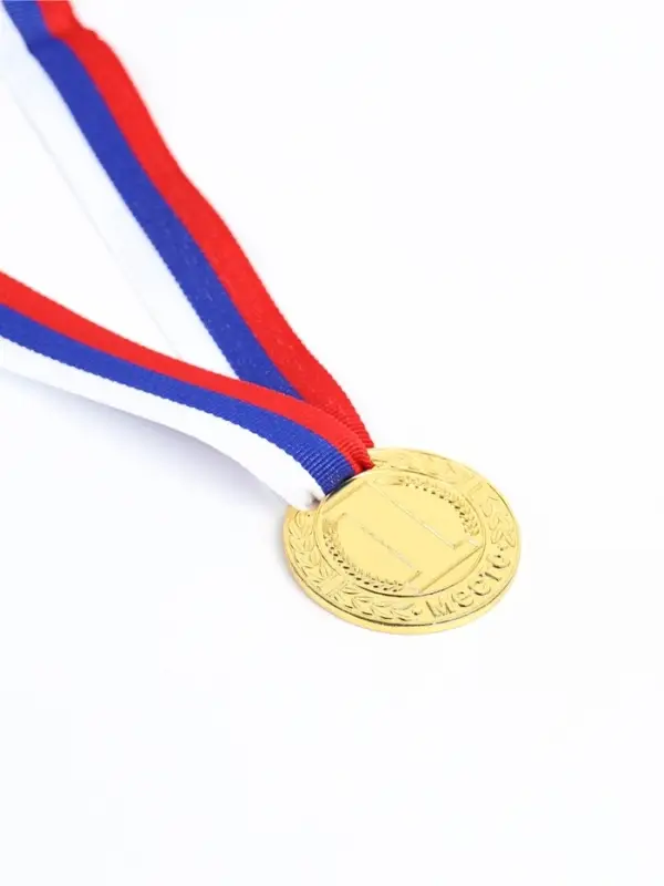 Медали для награждения, под нанесение, d=4 см, 3 шт., на ленте, разноцветные
