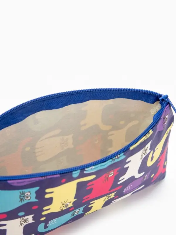 Косметичка - пенал &laquo;Котики&raquo;, на молнии, плоская, с рисунком, разноцветная