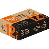 Зажимы для бумаг 41мм 12шт/уп, в карт,кор, цвет черный