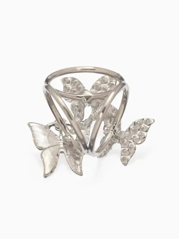 Кольцо для платка &laquo;Бабочки&raquo;, цветное в серебре