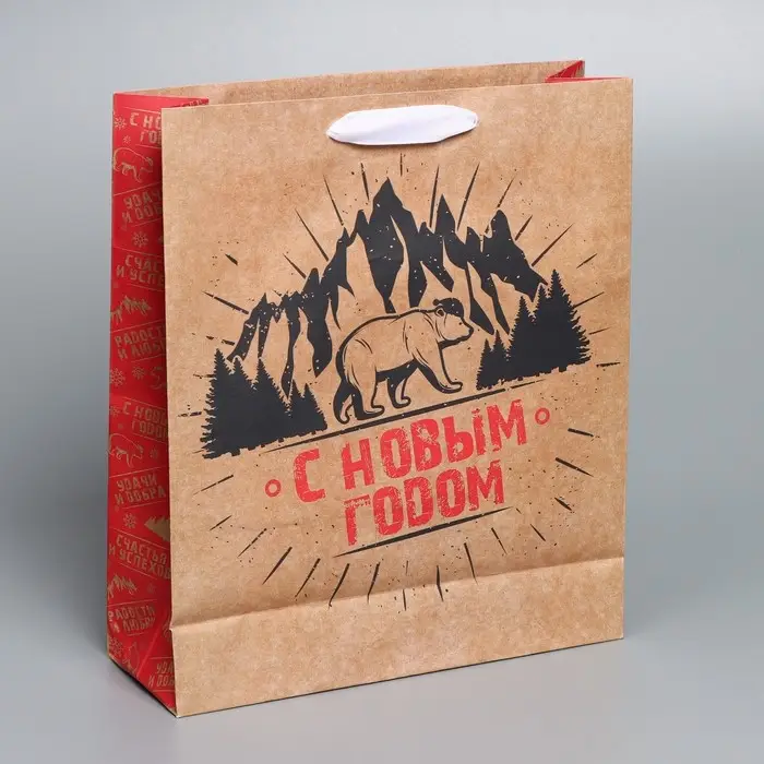 Пакет подарочный новогодний крафтовый «Суровая зима», M 26 х 30 х 9 см Пакет подарочный новогодний крафтовый «Суровая зима», M 26 х 30 х 9 см