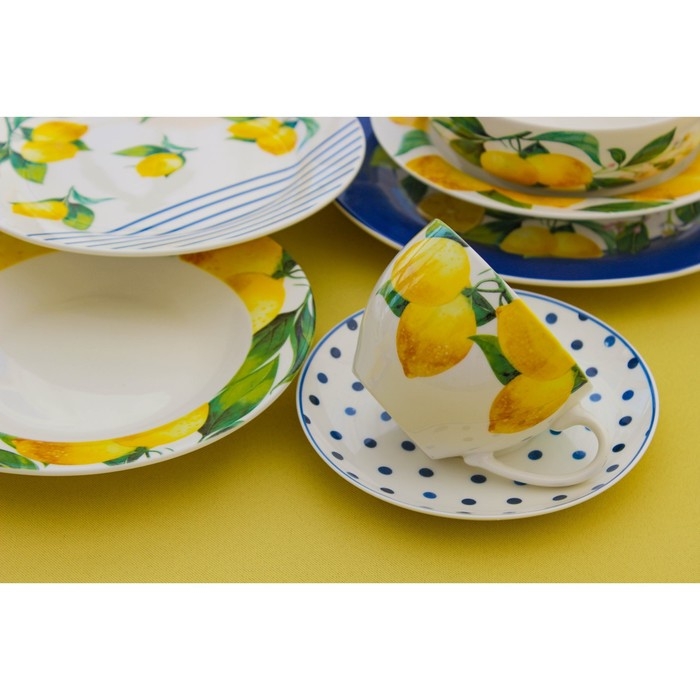 Чайная пара Доляна «Лимон», 2 предмета: чашка 250 мл, блюдце d=15 см Чайная пара Доляна «Лимон», 2 предмета: чашка 250 мл, блюдце d=15 см