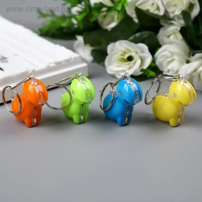 Фонарик брелок для ключей на кольце «Динозаврик-малыш», мигает 3.5×2×3.5 см, МИКС Фонарик брелок для ключей на кольце «Динозаврик-малыш», мигает 3.5×2×3.5 см, МИКС