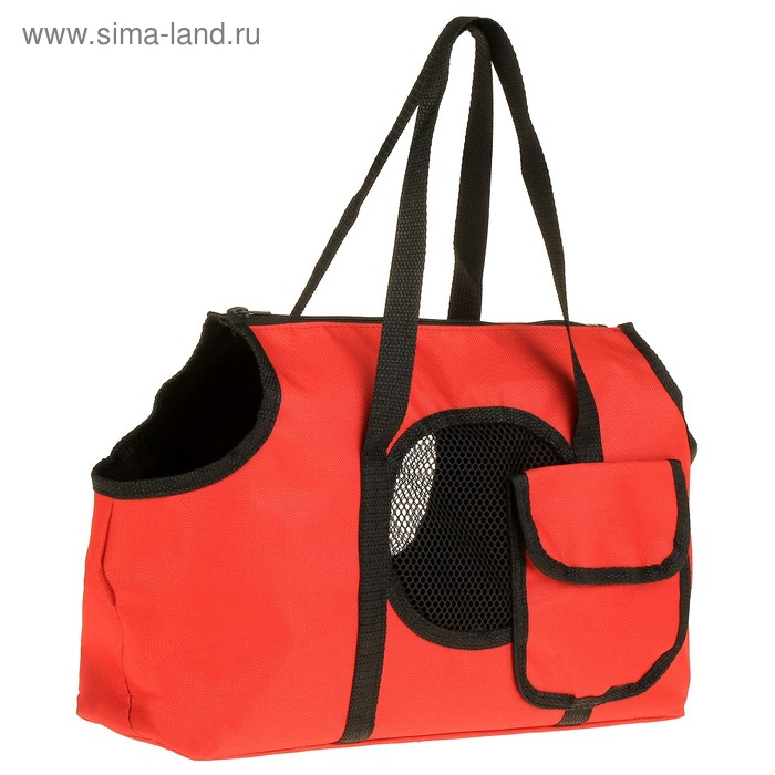 Сумка - переноска для животных на плечо, ПВХ, 37 х 13 х 20 см, красная Сумка - переноска для животных на плечо, ПВХ, 37 х 13 х 20 см, красная