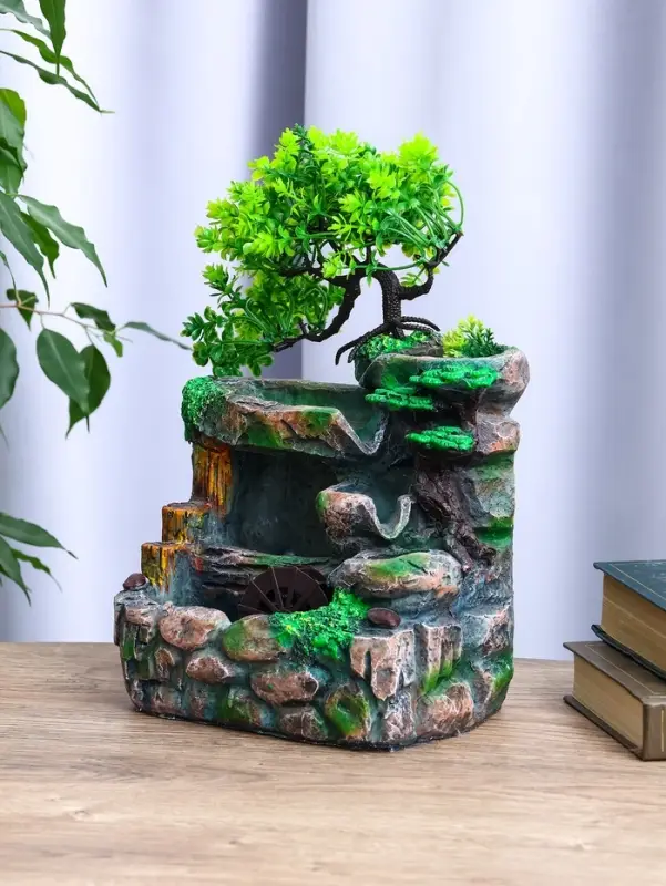 Фонтан настольный &laquo;Мельница на камнях под деревом&raquo;, 12&times;18&times;29 см, с подсветкой, без шарика
