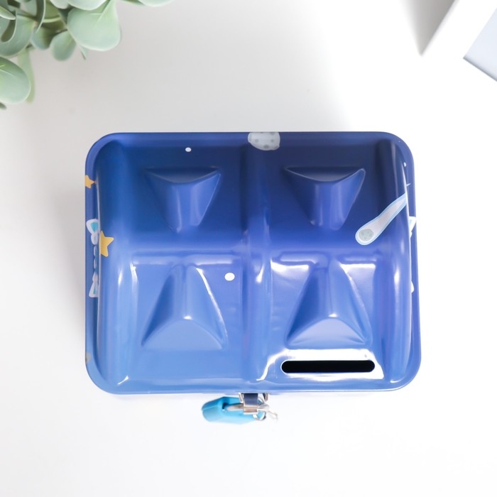 Копилка металл с замочком Копилка металл с замочком "Космические приключения" МИКС 12х9,5х10 см