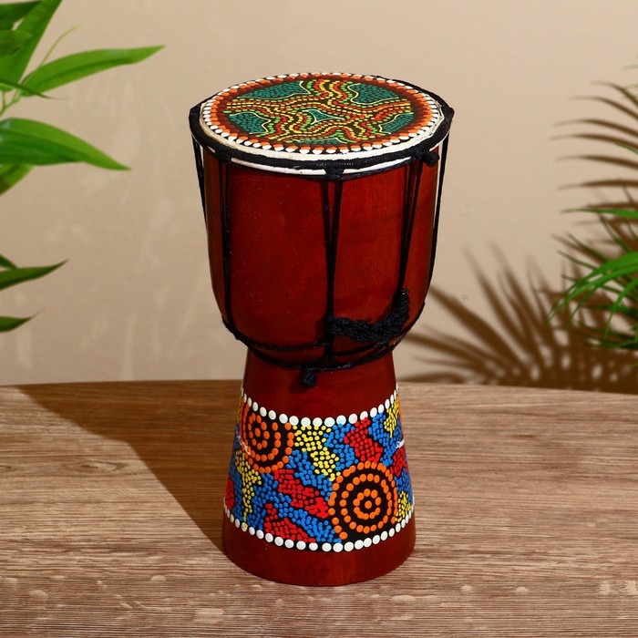 Сувенирный музыкальный инструмент Сувенирный музыкальный инструмент "Барабан Джембе Разноцветный" 13x13x24 см, МИКС