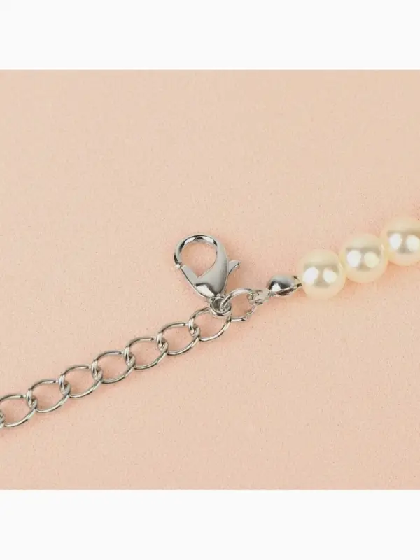 Лямки для бюстгальтера, декоративные с жемчугом, фурнитура металл, 5 мм, 45 см, пара, белые