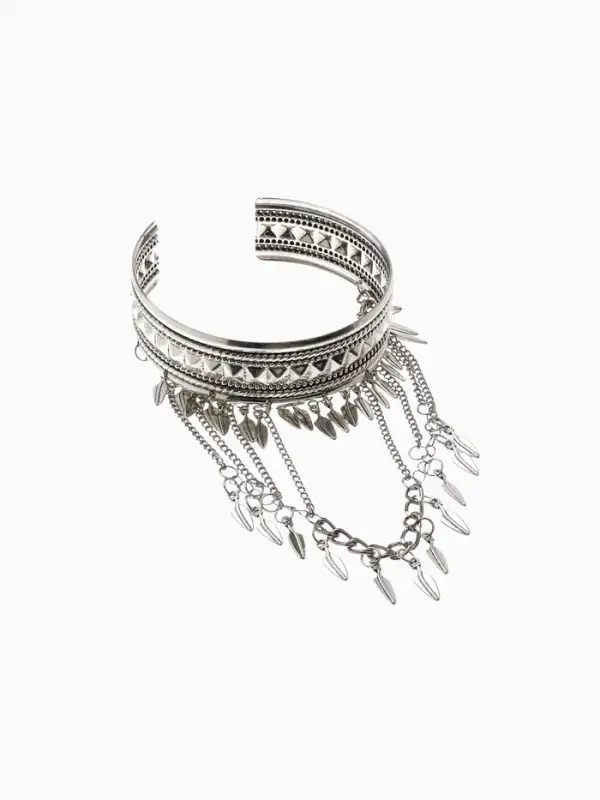 Браслет обод на предплечье &laquo;Перья&raquo;, d=6 см, цвет серебро