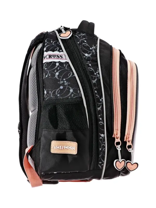 Рюкзак каркасный Across 410 40*33*15 наполн:мешок,пенал, дев, чер/сер 25-410-11 Рюкзак каркасный Across 410 40*33*15 наполн:мешок,пенал, дев, чер/сер 25-410-11
