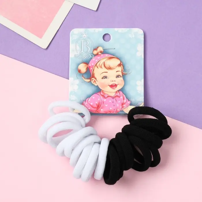 Резинка для волос  Резинка для волос "Крошка" (набор 20 шт) хвостики, 2,5 см, чёрный белый