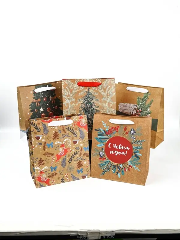 Набор пакетов крафтовых &laquo;Новогоднее поздравление&raquo;