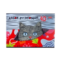 Альбом д/рис А4 40л на скобе Hatber "Котофей", обл мел карт, офсет, 5В МИКС