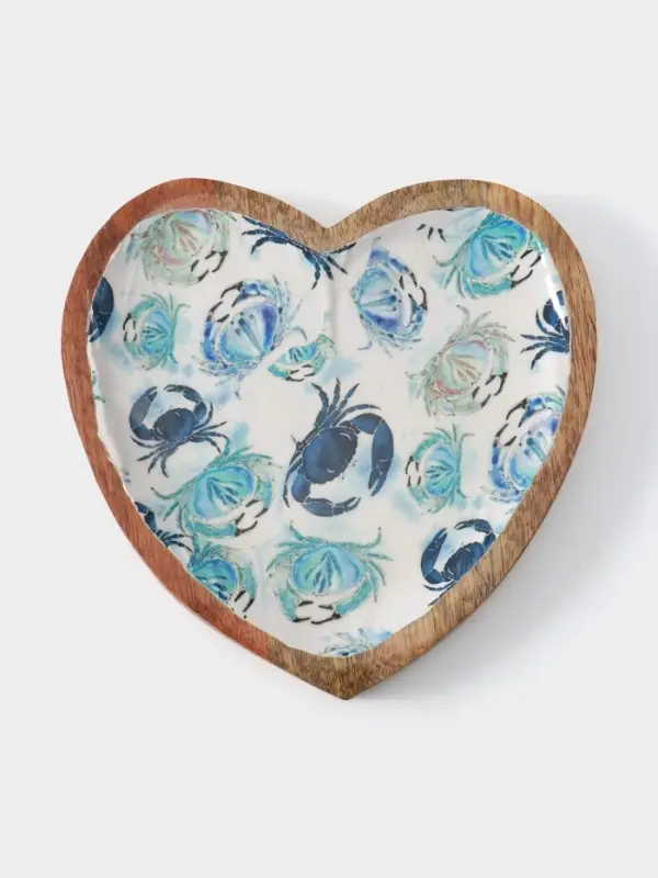 Блюдо в форме сердца &laquo;Крабы&raquo;, 20.5&times;20&times;2.3 см, дерево манго