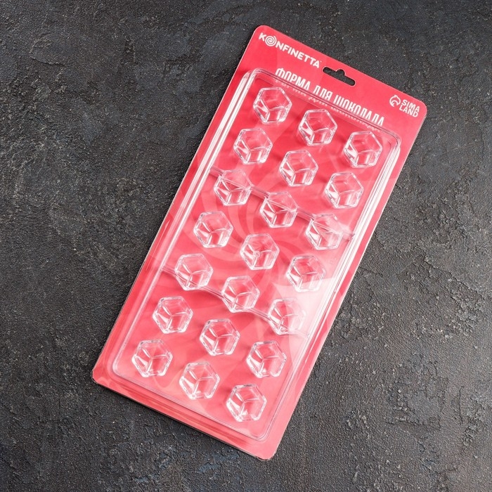 Форма для конфет и шоколада KONFINETTA «Секрет», 27,5×17,5×2,5 см, 21 ячейка 2,5×2,2×2 см, цвет прозрачный Форма для конфет и шоколада KONFINETTA «Секрет», 27,5×17,5×2,5 см, 21 ячейка 2,5×2,2×2 см, цвет прозрачный