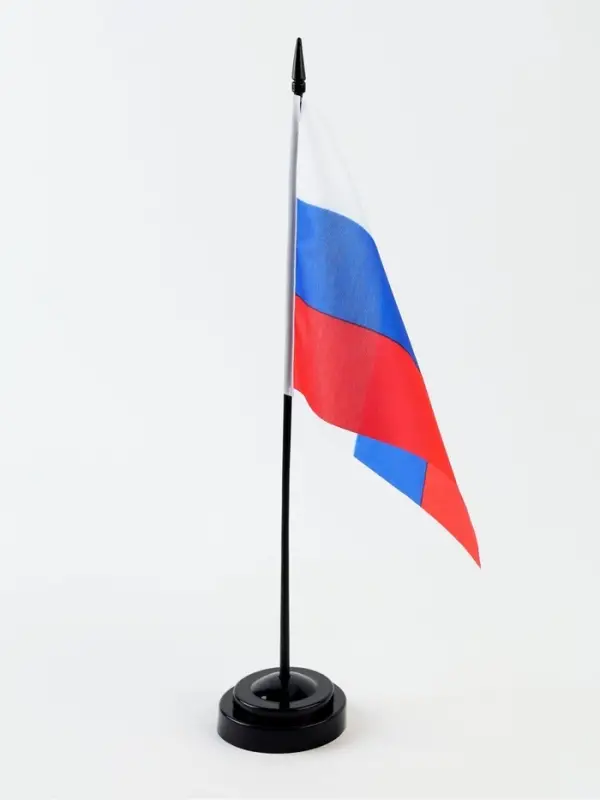 Флаг России, 14&times;21 см, флагшток 33.5&times;6.4 см, полиэстер