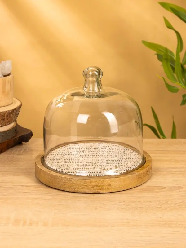 Блюдо сервировочное с крышкой, 20×20×19.5 см, дерево, стекло Блюдо сервировочное с крышкой, 20×20×19.5 см, дерево, стекло