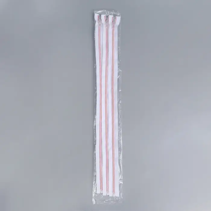 Молния «Спираль», №5, разъёмная, замок автомат, 60 см, белая, розовая Молния «Спираль», №5, разъёмная, замок автомат, 60 см, белая, розовая