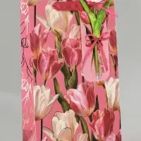 Пакет подарочный ламинированный &laquo;Тюльпаны&raquo;, 22.3&times;9&times;35 см