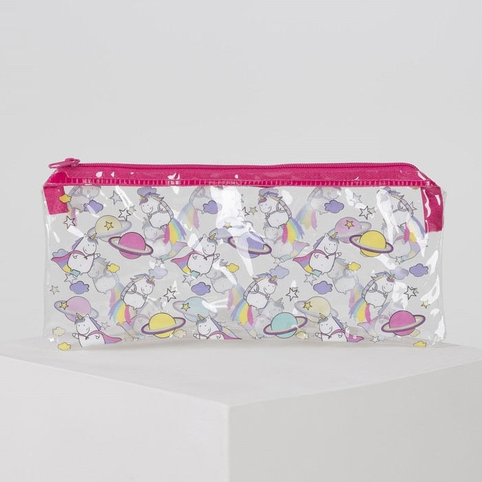 Пенал мягкий 1 отделение, 95 х 205 мм, плоский, ПВХ, Calligrata Пенал мягкий 1 отделение, 95 х 205 мм, плоский, ПВХ, Calligrata "Единорог"