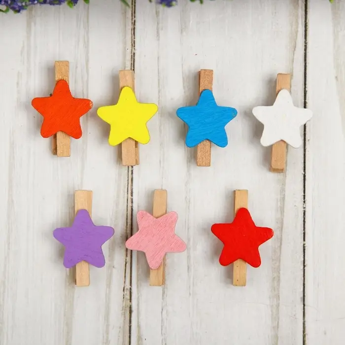 Набор прищепок в деревянной коробке &laquo;Звёздочки&raquo;, набор 50 шт.