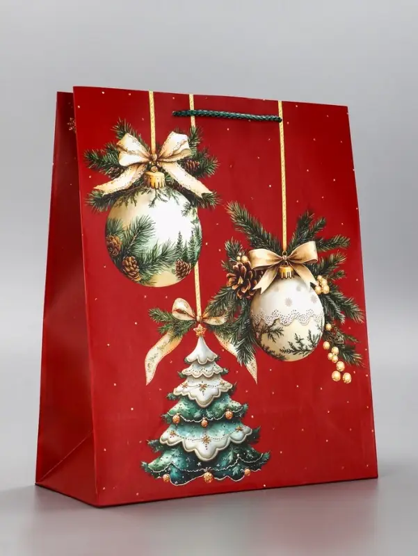 Пакет подарочный новогодний ламинированный, «Новогодние игрушки» , 26×12×32 см Пакет подарочный новогодний ламинированный, «Новогодние игрушки» , 26×12×32 см
