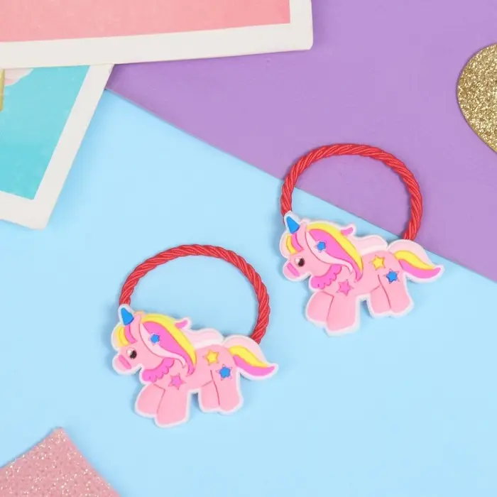 Резинка для волос  Резинка для волос "Крошка" (набор 2 шт) единорожек, розовый