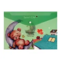 Папка-конверт на кнопке, А4, 180 мкм, "Мишка", МИКС