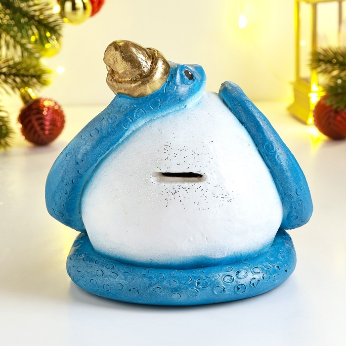 Новый год. Символ 2025. Копилка Новый год. Символ 2025. Копилка "Змея с шаром" 16х16х15см, синяя