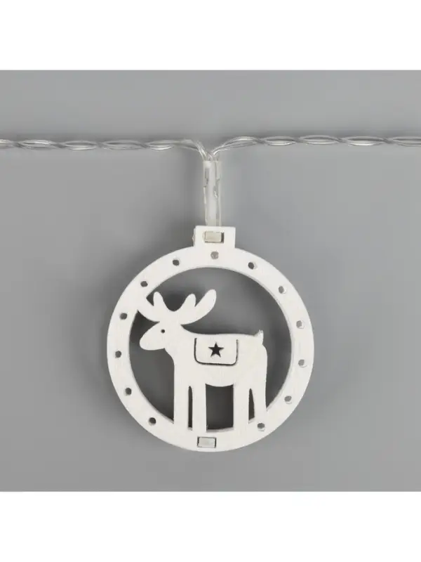 Гирлянда &laquo;Нить&raquo; 2 м с насадками &laquo;Оленёнок&raquo;, IP20, прозрачная нить, 10 LED, батарейки AAх2 (не в комплекте), свечение тёплое белое