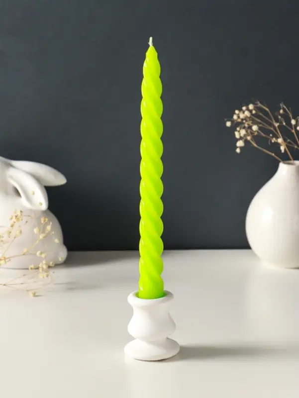 Набор свечей витых, 2.3&times;24.5 см, 5 ч, 50 г, 4 шт., зелёный, в подарочной коробке