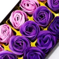 Мыльные розы, фиолетовые оттенки, набор 18 шт., в коробке
