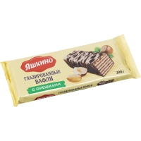 Вафли глазированные с орешками Яшкино 200г ЯВ218