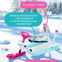Снегокат &laquo;Twiny 2+&raquo; с забавными медвежатами, со спинкой, с родительской ручкой, голубой, розовый, TW2+/ЗМ Nika