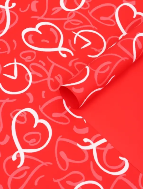 Пленка для цветов, &laquo;Сердца&raquo;, красная, 57&times;57 см