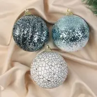 Ёлочные игрушки &laquo;Ксавье&raquo; ассорти, шары новогодние, d=8 см, набор 3 шт., бело-синий