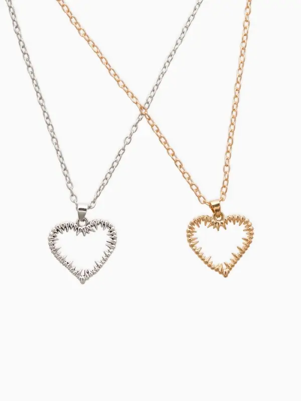 Кулоны парные на цепочке &laquo;Неразлучники. Сердца с шипами&raquo;, L=45 см, набор 2 шт. цвет серебро, золото