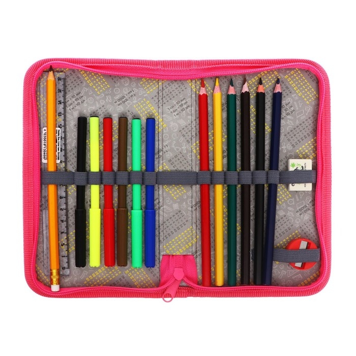 Пенал 1 секция, 115 х 205 мм, с наполнением 16 предметов, Calligrata Пенал 1 секция, 115 х 205 мм, с наполнением 16 предметов, Calligrata "Котята" ламинированный картон, 30П26/set