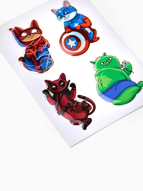 Объемные 3D стикеры на телефон &laquo;Коты&raquo;, 4 шт, 3 &times; 3 см