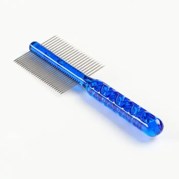 Расчёска для шерсти &laquo;Пузырьки&raquo;, 19.5&times;5.6 см, двухсторонняя, прозрачная, синяя