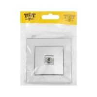 Розетка телевизионная TOT Glossy Glass, стекло, скрытая, одноместная, серебристая