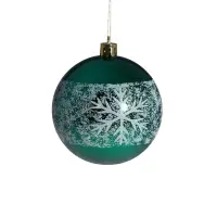 Ёлочные игрушки &laquo;Морозная снежинка&raquo;, шары новогодние, d=8 см, набор 6 шт., зелёный