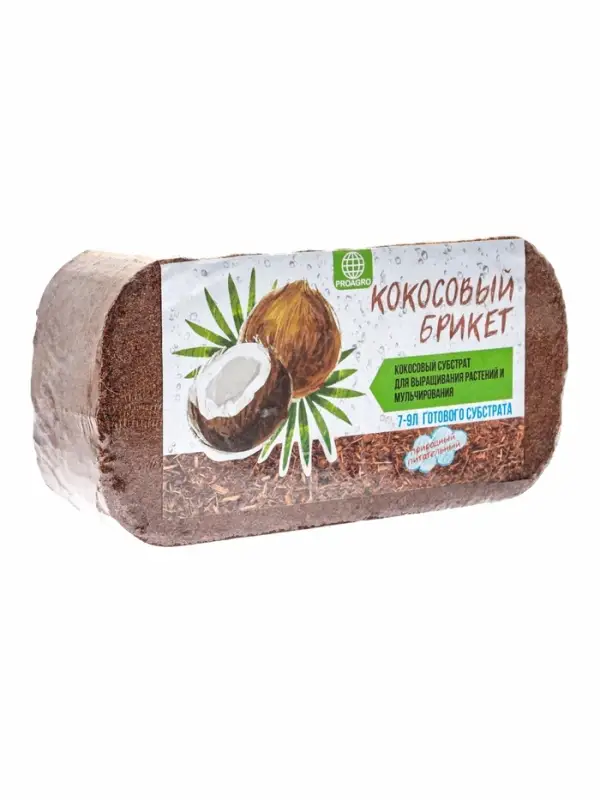 Кокосовый брикет для мульчирования, впитываемость 7-9 л, 650 г