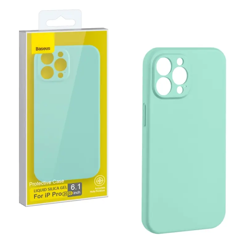 Чехол IPH 12 Pro (6.1) Baseus Silicone Case с защитой камеры Mint Green