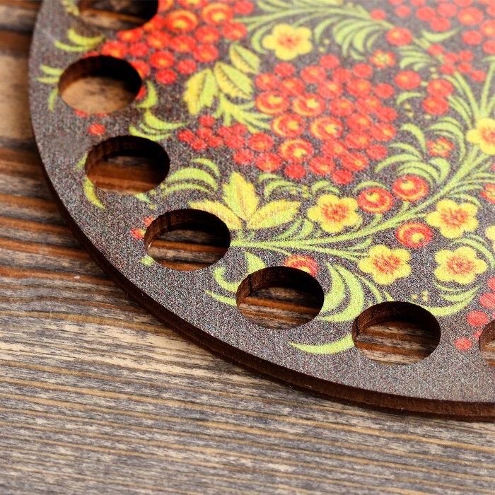 Заготовка для вязания Заготовка для вязания "Хохлома", донышко фанера 3 мм, 10 см, d=9мм